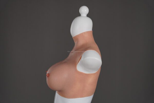 Upgrade High Neck Silicone Breast Forms Crossdresser Boobs Drag Queen Breastplate F Cup(14)