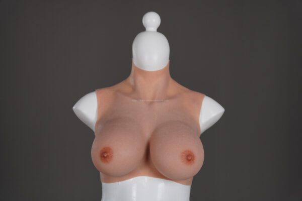 Upgrade High Neck Silicone Breast Forms Crossdresser Boobs Drag Queen Breastplate H Cup(12)