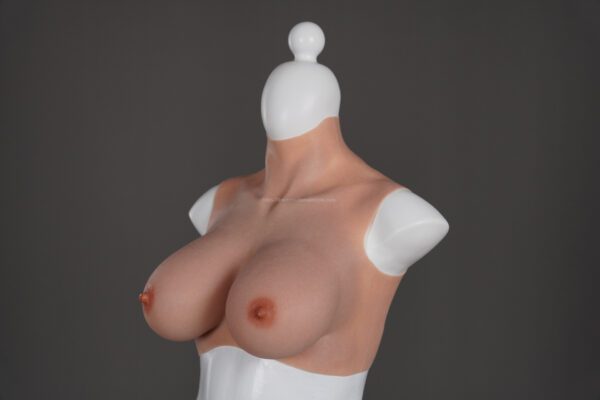 Upgrade High Neck Silicone Breast Forms Crossdresser Boobs Drag Queen Breastplate H Cup(14)