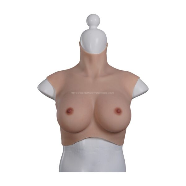 high neck silicone breast forms crossdresser boobs breastplate v8 c cup size l (2)