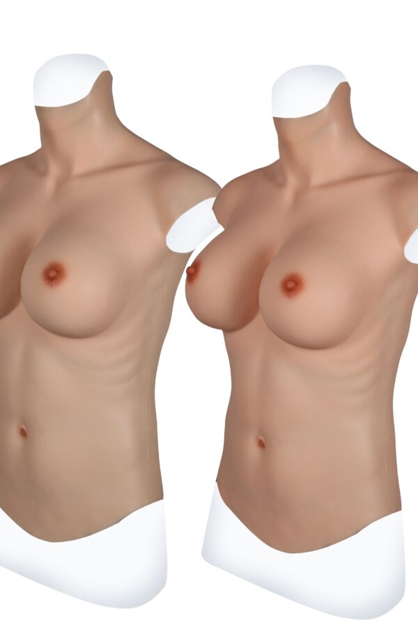 high neck silicone breast forms half body crossdresser boobs v7 e cup men size l (2)