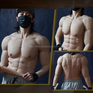 silicone muscle suits high collar fake muscle suit long sleeve v7 size m (1)