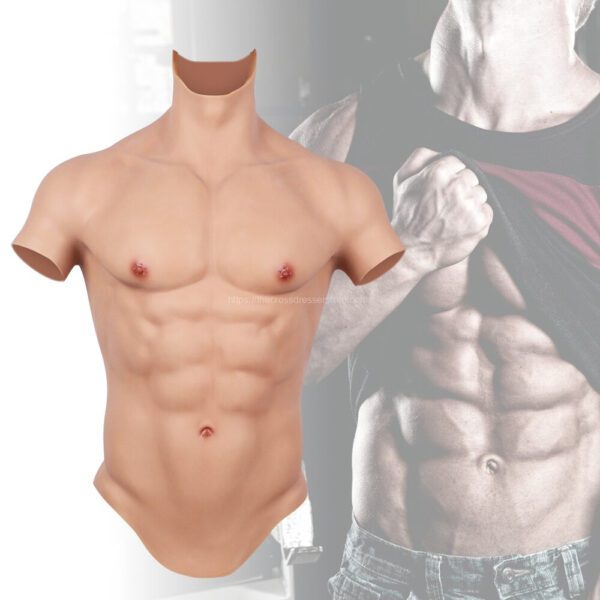 silicone muscle suits high collar fake muscle suit short sleeve v6 (1)