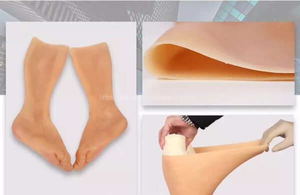 silicone prosthetic feet sleeve artificial foot mask realistic male skin 40cm (69)