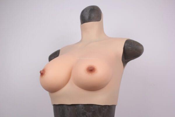High Neck Silicone Breast Forms Crossdresser Boobs Drag Queen Breastplate C Cup (Thin) (17)