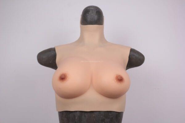 High Neck Silicone Breast Forms Crossdresser Boobs Drag Queen Breastplate C Cup (Thin) (19)