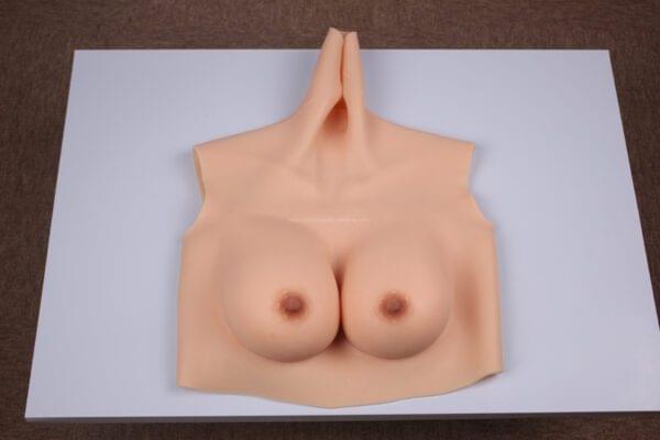 High Neck Silicone Breast Forms Crossdresser Boobs Drag Queen Breastplate C Cup (Thin) (39)
