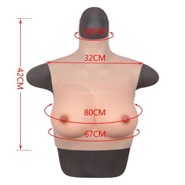 High Neck Silicone Breast Forms Drag Queen Breastplate Crossdresser Boobs C Cup for Summer (Thin) (1)