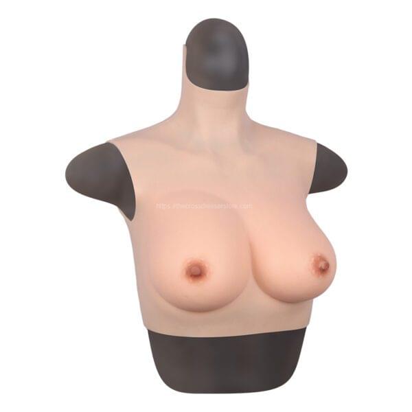 High Neck Silicone Breast Forms Drag Queen Breastplate Crossdresser Boobs C Cup for Summer (Thin) (3)