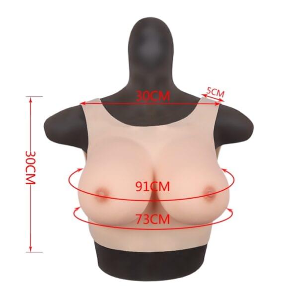 Round Neck Silicone Breast Forms Hollow Back Crossdresser Boobs Silk Cotton V4 (Thin) E Cup - Image 12