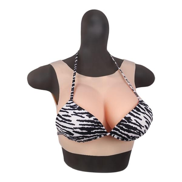 Round Neck Silicone Breast Forms Hollow Back Crossdresser Boobs Silk Cotton V4 (Thin) E Cup - Image 2